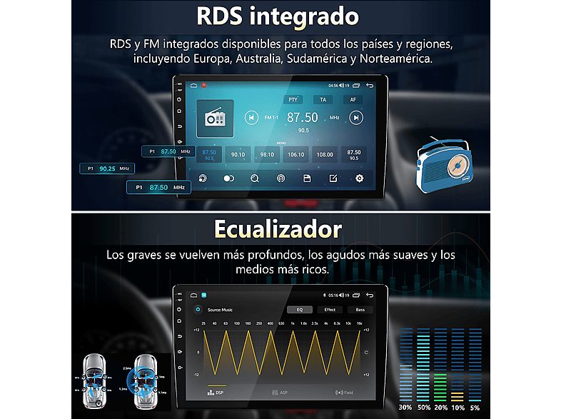 Autorradio  - Para Renault Clio (2012-2016)  Carplay Android Auto 4+64GB Octa-Core JUNSUN, 10,1 "", 2*USB, black — foto 11