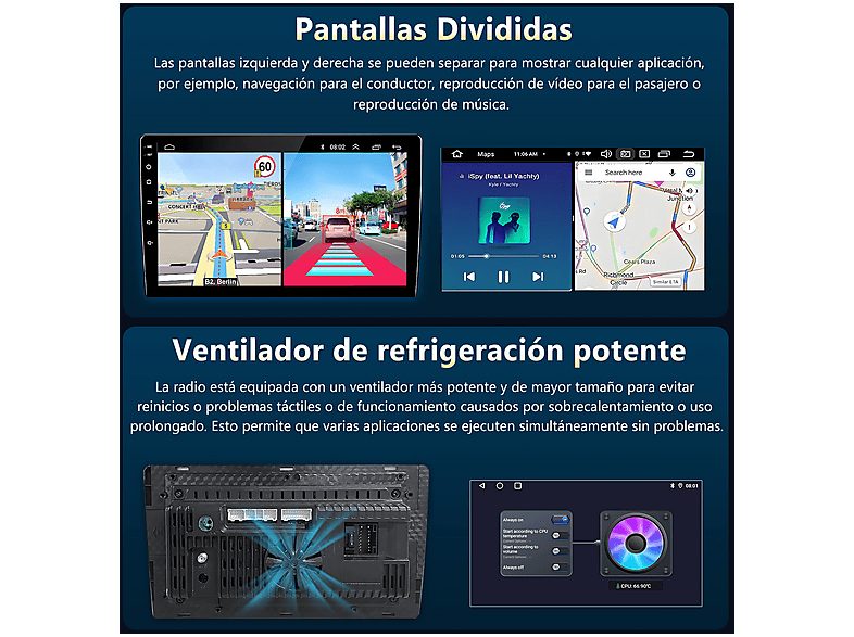 Autorradio  - Para Renault Clio (2012-2016)  Carplay Android Auto 4+64GB Octa-Core JUNSUN, 10,1 "", 2*USB, black — foto 7