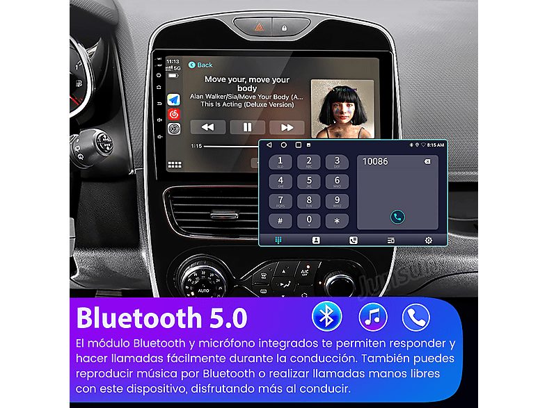 Autorradio  - Para Reuault Clio 4 (2016-2019) CARPLAY Android Auto 128GB Octa-Core JUNSUN, 10,1 "", 2*USB 1*RCA, Black — foto 11
