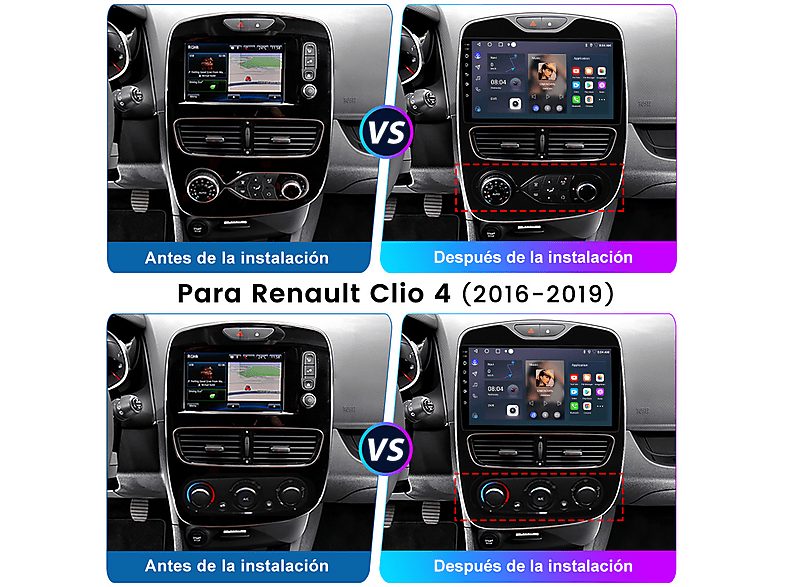 Autorradio  - Para Reuault Clio 4 (2016-2019) CARPLAY Android Auto 128GB Octa-Core JUNSUN, 10,1 "", 2*USB 1*RCA, Black — foto 2