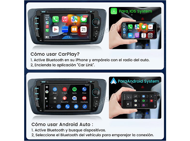 Autorradio  - Para  Seat Ibiza 2008-2013 CarPlay GPS Navi WIFI 64GB CESTOVET, 7 "", 2*USB, Black — foto 5