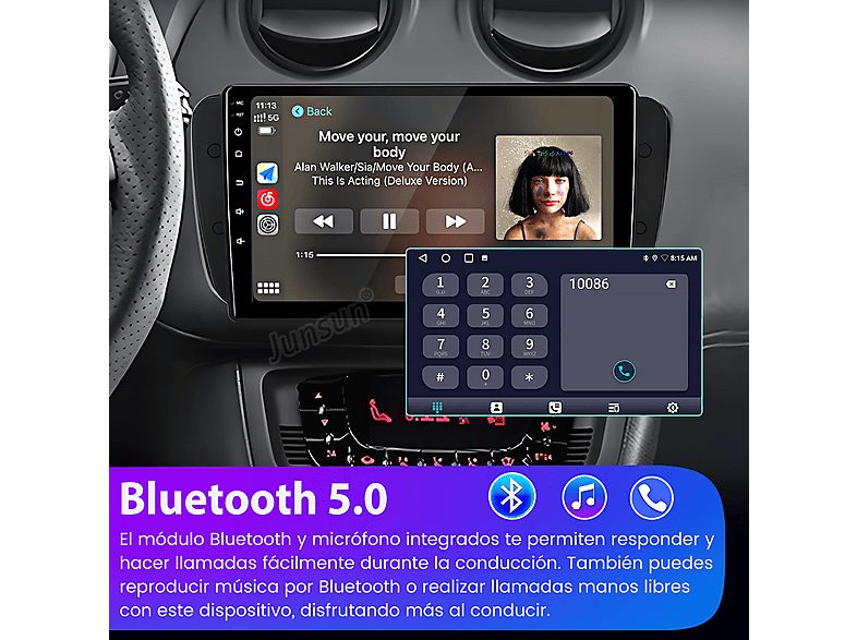 Autorradio  - Para SEAT IBIZA (2009-2013) CARPLAY Android Auto 128GB Octa-Core JUNSUN, 9 "", 2*SUB, Black — foto 11