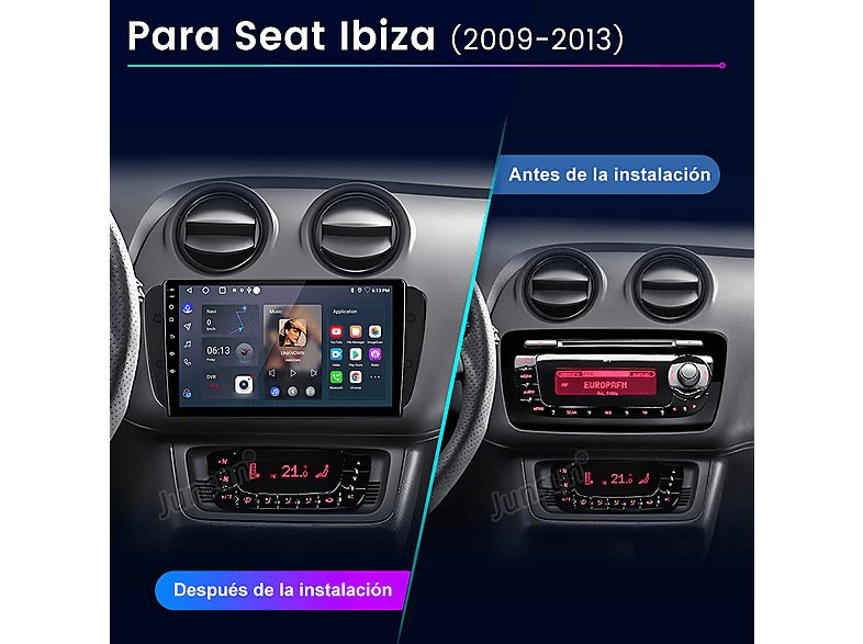 Autorradio  - Para SEAT IBIZA (2009-2013) CARPLAY Android Auto 128GB Octa-Core JUNSUN, 9 "", 2*SUB, Black — foto 2