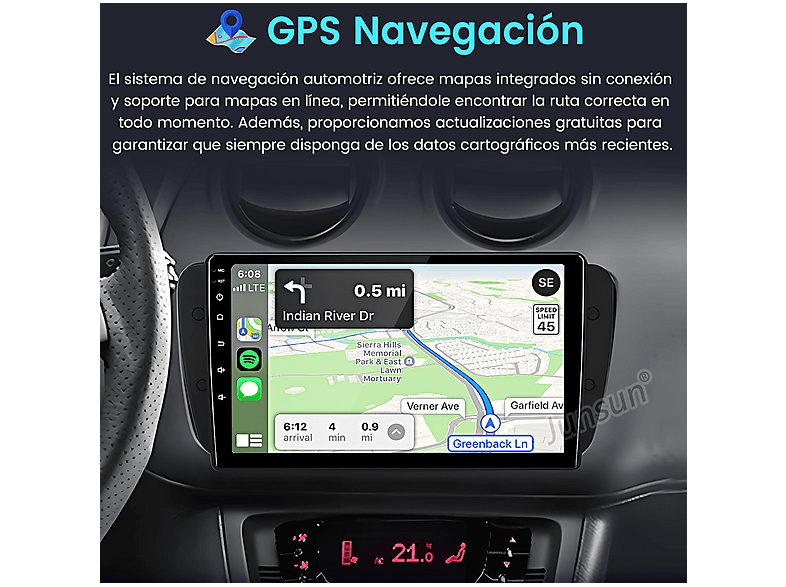 Autorradio  - Para SEAT IBIZA (2009-2013) CARPLAY Android Auto 128GB Octa-Core JUNSUN, 9 "", 2*SUB, Black — foto 4