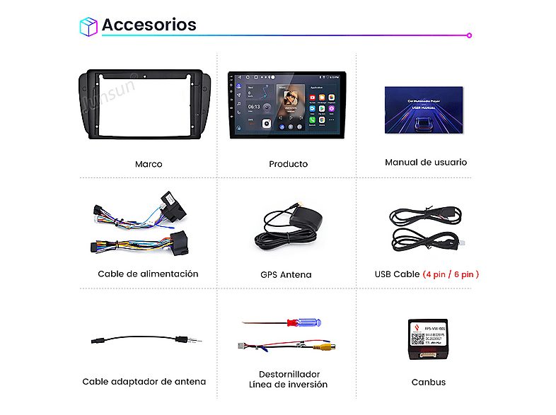 Autorradio  - Para Seat Ibiza 2009-2013 Carplay GPS Navi WIFI 2+64GB CESTOVET, 9 "", 2*USB, Black — foto 8