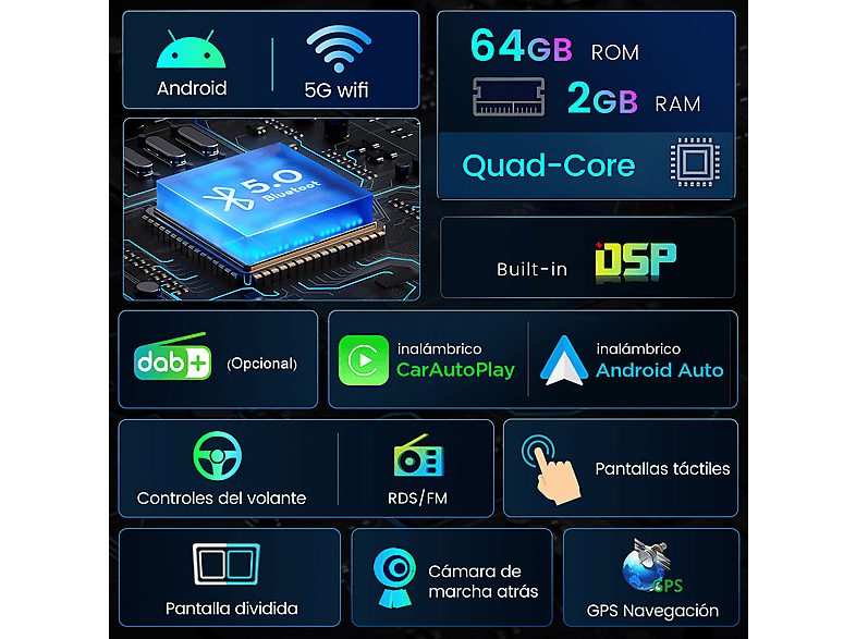 Autorradio  - Para Toyota RAV4 CarPlay GPS Navi WIFI 64GB CESTOVET, 7 "", 2*USB, Black — foto 3