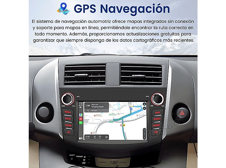 Autorradio  - Para Toyota RAV4 CarPlay GPS Navi WIFI 64GB CESTOVET, 7 "", 2*USB, Black — foto 4