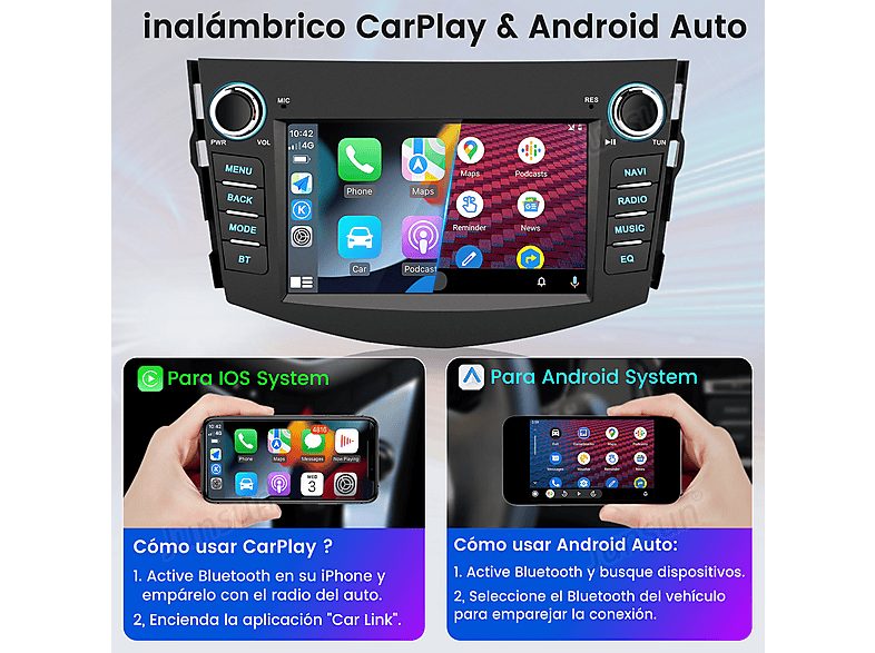 Autorradio  - Para Toyota RAV4 CarPlay GPS Navi WIFI 64GB CESTOVET, 7 "", 2*USB, Black — foto 5