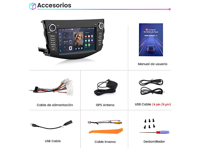 Autorradio  - Para Toyota RAV4 CarPlay GPS Navi WIFI 64GB CESTOVET, 7 "", 2*USB, Black — foto 8