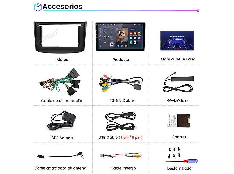 Autorradio  - Para Vito 2 Viano 2 W639 (2003-2015) CARPLAY Android Auto 128GB Octa-Core JUNSUN, 10,1 "", 2*USB 1*RCA, Black — foto 8