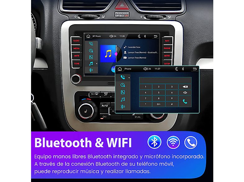 Autorradio  - Para VW Golf 5/6 Passat Polo Tiguan Touran T5 CARPLAY Android Auto Linux JUNSUN, 7 "", 2*USB, Black — foto 11