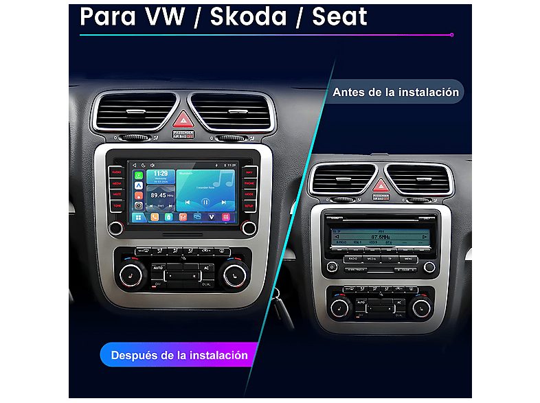 Autorradio  - Para VW Golf 5/6 Passat Polo Tiguan Touran T5 CARPLAY Android Auto Linux JUNSUN, 7 "", 2*USB, Black — foto 2