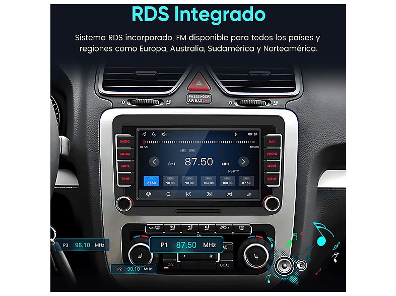 Autorradio  - Para VW Golf 5/6 Passat Polo Tiguan Touran T5 CARPLAY Android Auto Linux JUNSUN, 7 "", 2*USB, Black — foto 7