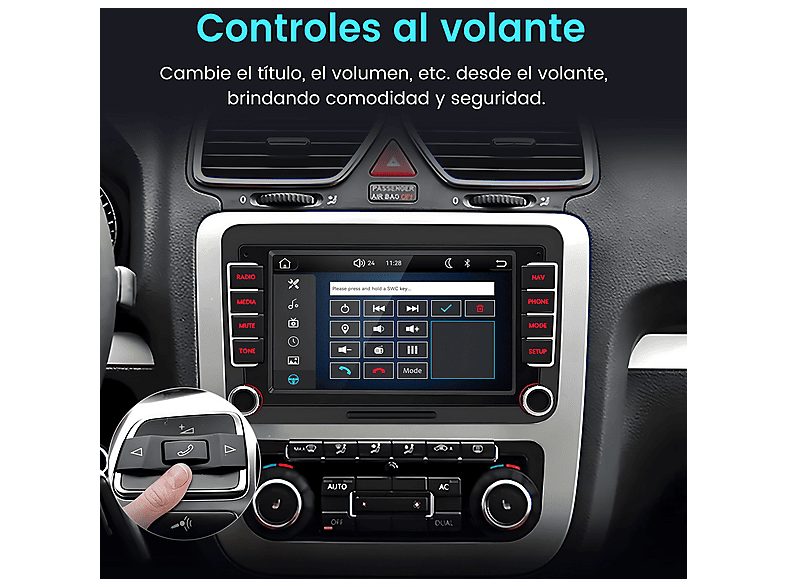 Autorradio  - Para VW Golf 5/6 Passat Polo Tiguan Touran T5 CARPLAY Android Auto Linux JUNSUN, 7 "", 2*USB, Black — foto 9