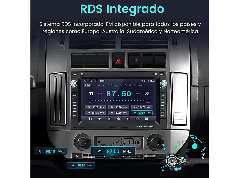 Autorradio  - Para VW Golf Polo Passat Sharan Carplay GPS NAVI 64GB +Cámara y micrófono CESTOVET, 7 "", 2*USB 1*RCA, Black — foto 11