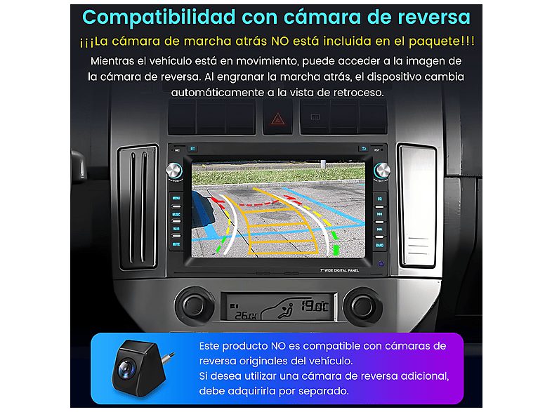 Autorradio  - Para VW Golf Polo Passat Sharan Carplay GPS NAVI 64GB +Cámara y micrófono CESTOVET, 7 "", 2*USB 1*RCA, Black — foto 9