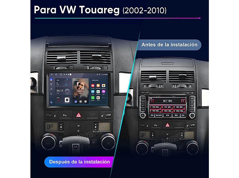 Autorradio  - Para VW Touareg (2002-2010) Carplay Android Auto 64GB JUNSUN, 9 "", 2*USB, black — foto 2