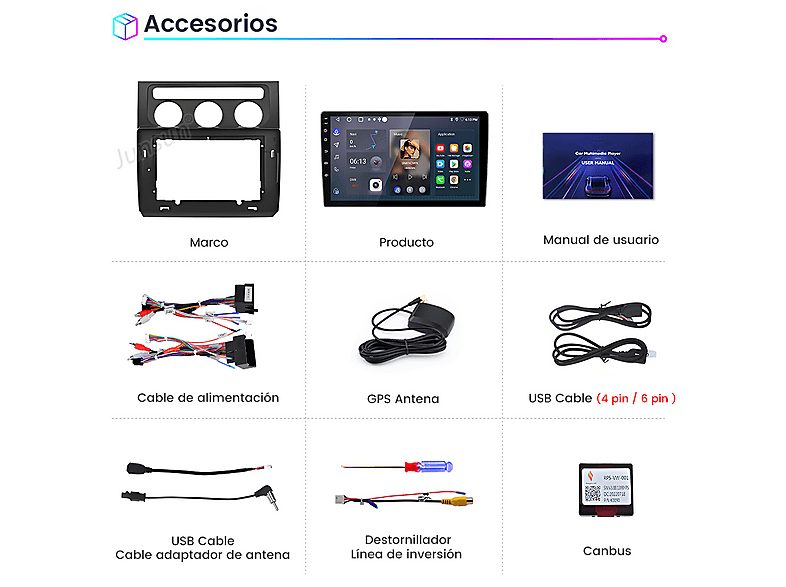 Autorradio  - Para VW Touran 1 2003-2010 Carplay Android Auto 64GB JUNSUN, 10,1 "", 2*USB, black — foto 8