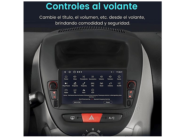Autorradio  - Peugeot 107, Toyota Aygo, Citroen C1 2004-2014 SMORGR, 7 "", 2*USB, Black — foto 5