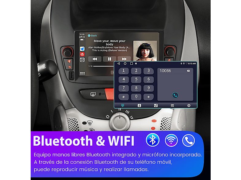 Autorradio  - Peugeot 107, Toyota Aygo, Citroen C1 2004-2014 SMORGR, 7 "", 2*USB, Black — foto 6