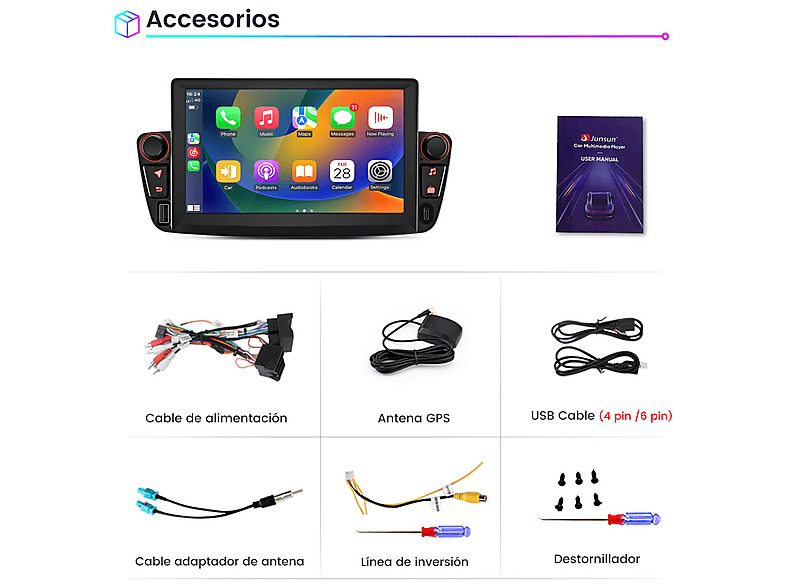 Autorradio  - Peugeot 107, Toyota Aygo, Citroen C1 2004-2014 SMORGR, 7 "", 2*USB, Black — foto 7