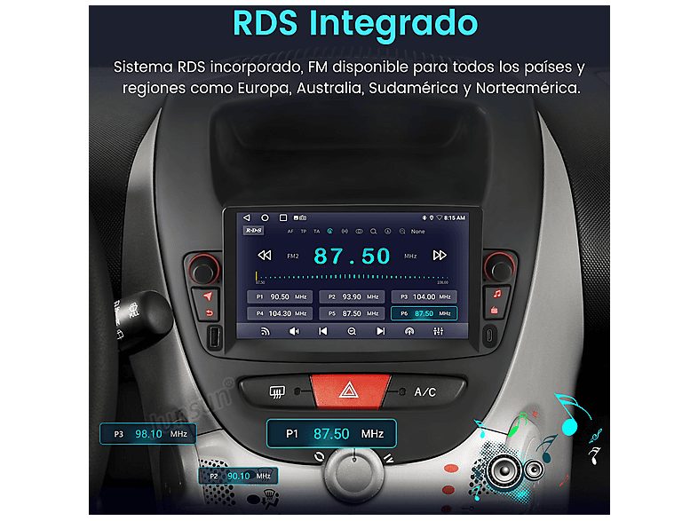 Autorradio  - Peugeot 107, Toyota Aygo, Citroen C1 2004-2014 SMORGR, 7 "", 2*USB, Black — foto 8