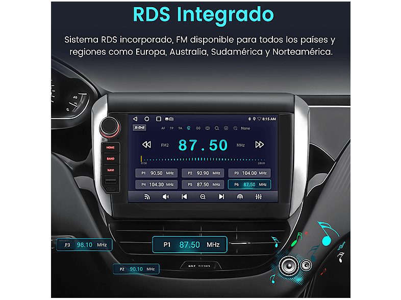 Autorradio  - Peugeot 208/2008 2012-2018 64GB SMORGR, 8 "", 2*USB, Black — foto 7