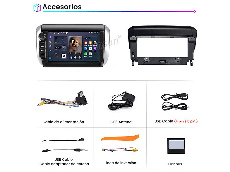 Autorradio  - Peugeot 208/2008 2012-2018 64GB SMORGR, 8 "", 2*USB, Black — foto 9