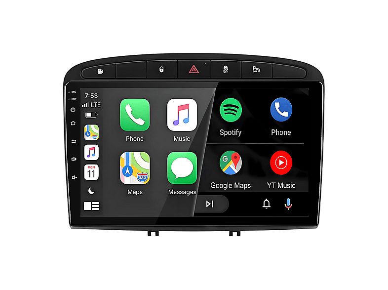 SMORGR Autorradio  - Peugeot 308/408 2007-2015 2+64GB CARPLAY FM SMORGR, 9 "", 2*USB, Black