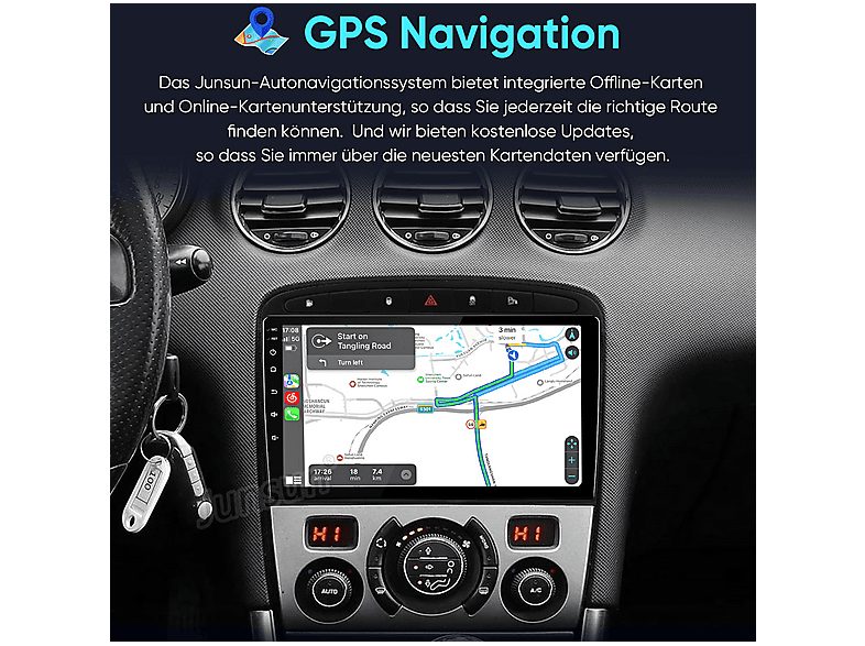 Autorradio  - Peugeot 308/408 2007-2015 2+64GB CARPLAY FM SMORGR, 9 "", 2*USB, Black — foto 4