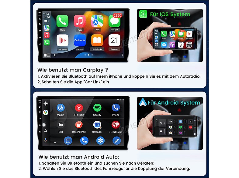 Autorradio  - Peugeot 308/408 2007-2015 2+64GB CARPLAY FM SMORGR, 9 "", 2*USB, Black — foto 5