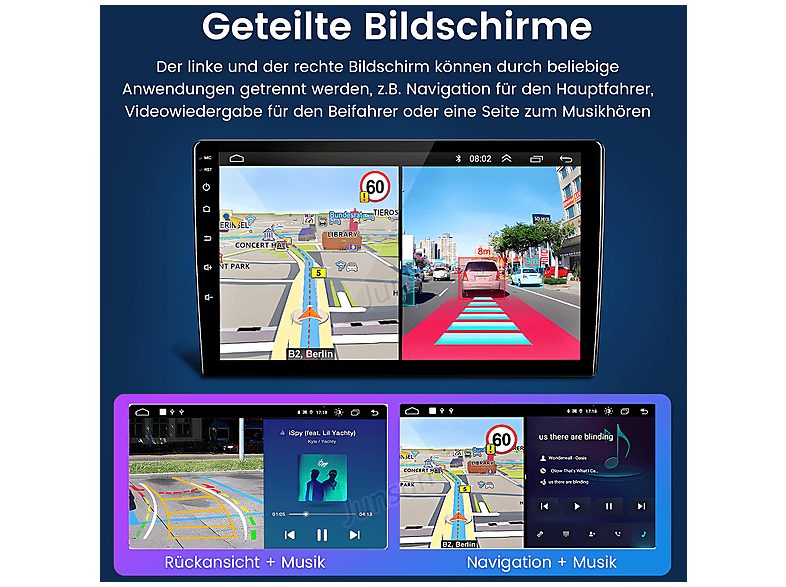 Autorradio  - Peugeot 308/408 2007-2015 2+64GB CARPLAY FM SMORGR, 9 "", 2*USB, Black — foto 8