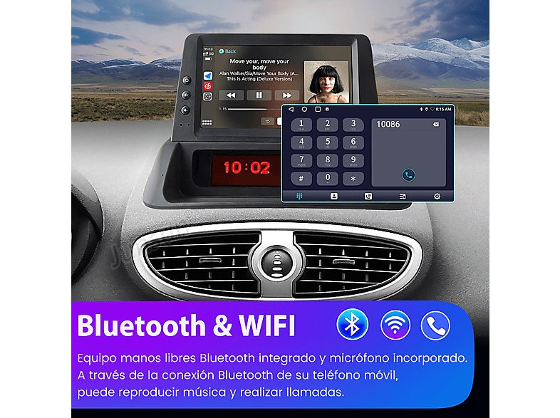 Autorradio  - Renault Clio 3 2005-2014 2+64GB CARPLAY SMORGR, 7 "", 2*USB, Black — foto 5