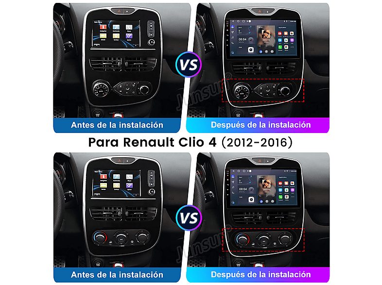 Autorradio  - Renault Clio 4 (2012 – 2019) 2+64GB CARPLAY FM JUNSUN, 10 "", 2*USB, Black — foto 2