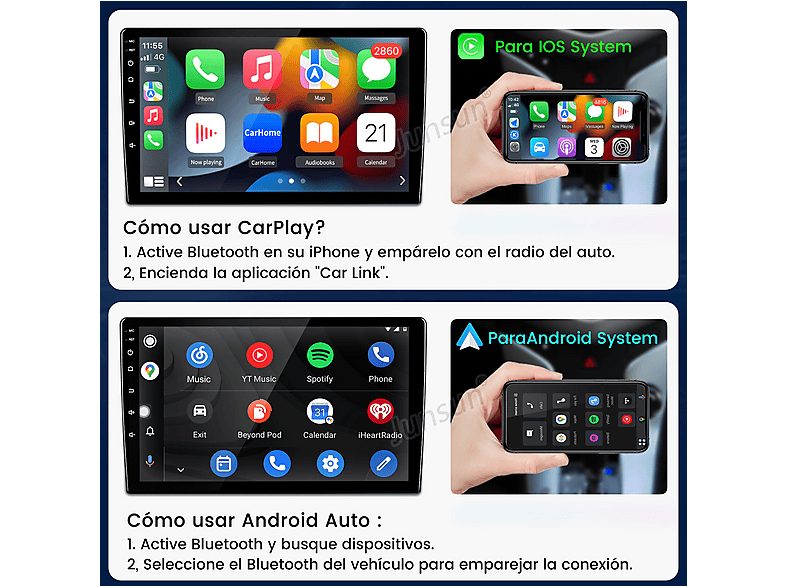Autorradio  - Renault Clio 4 (2012 – 2019) 2+64GB CARPLAY FM JUNSUN, 10 "", 2*USB, Black — foto 4