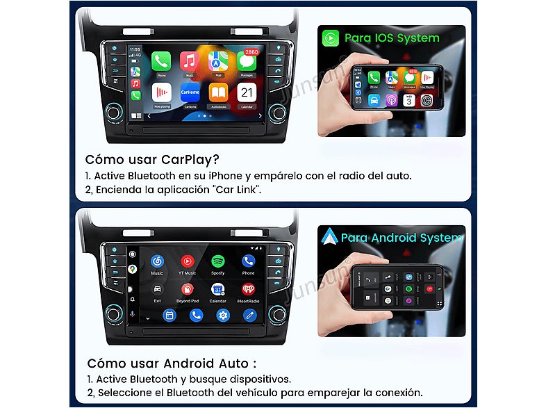 Autorradio  - VW Golf 7 2013-2017 2+64GB CARPLAY Cámara SMORGR, 7 "", 2*USB, Black — foto 4