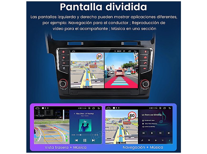 Autorradio  - VW Golf 7 2013-2017 2+64GB CARPLAY Cámara SMORGR, 7 "", 2*USB, Black — foto 6