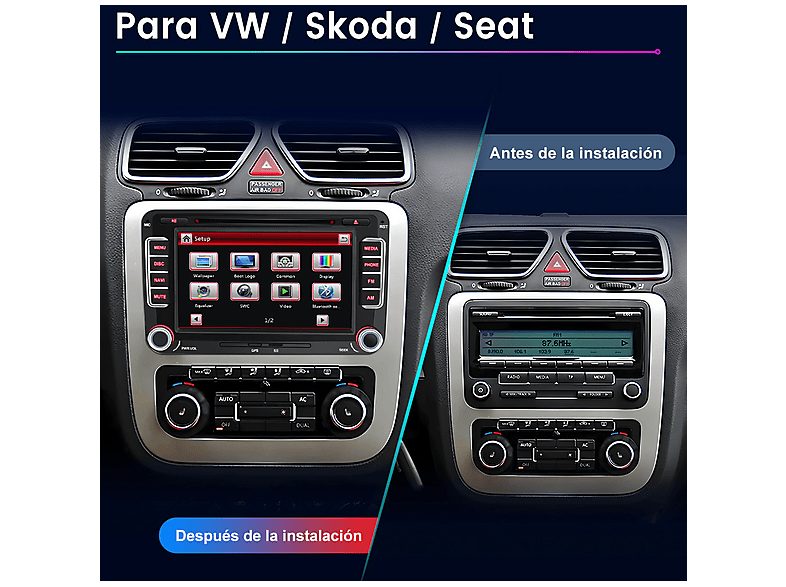 Autorradio  - VW Passat Seat Golf DVD CD FM RDS JUNSUN, 7 "", 2*USB, Black — foto 3