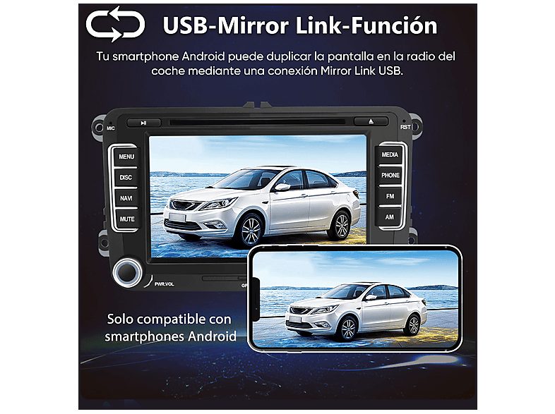 Autorradio  - VW Passat Seat Golf DVD CD FM RDS JUNSUN, 7 "", 2*USB, Black — foto 8