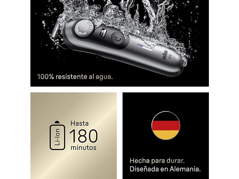 Barbero - Braun Series 9 BT9560, 12 Accesorios para barba, 52 ajustes de longitud, Bloqueo de precisión, Lámina ProBlade, PowerBoost, Wet&Dry, Cromo — foto 6