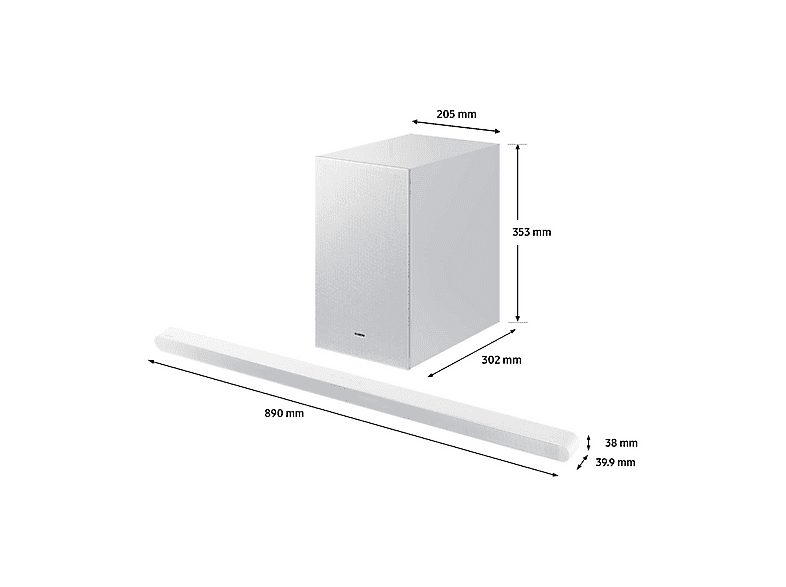 Barra de sonido con subwoofer - SAMSUNG HW-S701D/ZF, Bluetooth, Subwoofer Inalámbrico, 5 W, Google Assistant, Blanco — foto 3