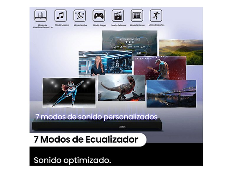 Barra de sonido - Hisense AX5100Q, Bluetooth, Subwoofer Inalámbrico, 580 W, Hi- Concerto, HDMI eARC, Dolby Atmos, Negro — foto 10