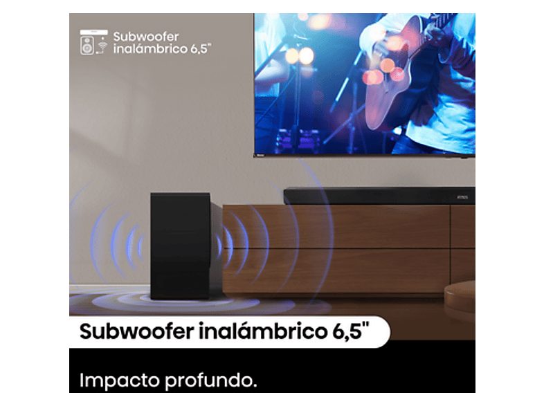 Barra de sonido - Hisense AX5100Q, Bluetooth, Subwoofer Inalámbrico, 580 W, Hi- Concerto, HDMI eARC, Dolby Atmos, Negro — foto 11