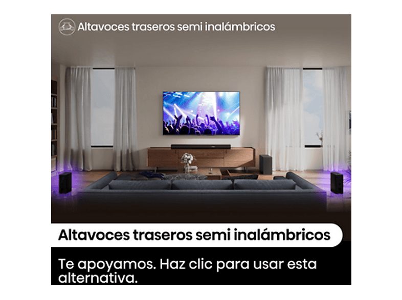Barra de sonido - Hisense AX5100Q, Bluetooth, Subwoofer Inalámbrico, 580 W, Hi- Concerto, HDMI eARC, Dolby Atmos, Negro — foto 8
