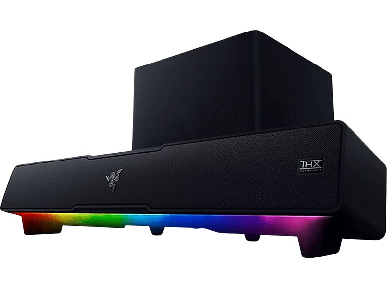 Barra de sonido - Razer Leviathan V2, Con Subwoofer,  Para PC, Bluetooth 5.2, Personalización RGB , 18 Zonas de iluminación, Negro