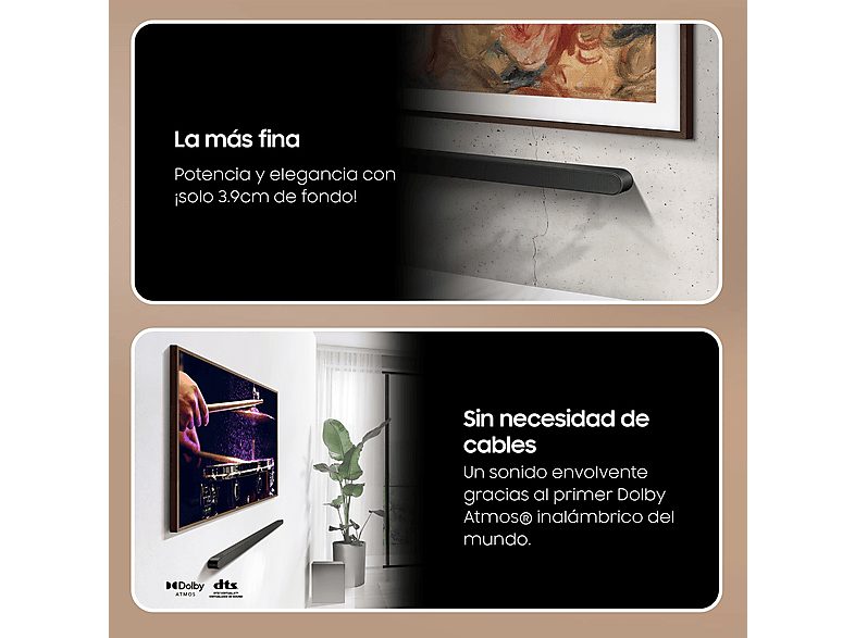 Barra de sonido - Samsung HW-S700D/ZF-ULTRASLIM, Bluetooth, Inalámbrico, 28W, Wi-Fi, Negro — foto 2