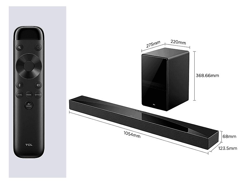 Barra de sonido - TCL Q75HE, Bluetooth, Subwoofer Inalámbrico, 780 W, Negro titantio — foto 3