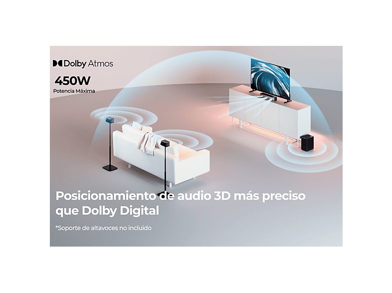 Barra de sonido - ULTIMEA Poseidon M4T - 450W 5.1 con Dolby Atmos, Bluetooth, Subwoofer Inalámbrico, Negro — foto 3