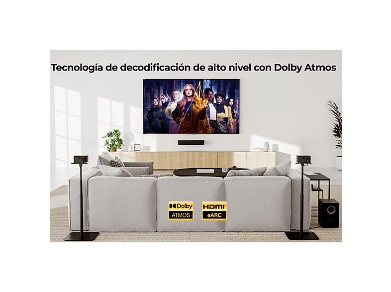 Barra de sonido - ULTIMEA Poseidon M4T - 450W 5.1 con Dolby Atmos, Bluetooth, Subwoofer Inalámbrico, Negro — foto 9