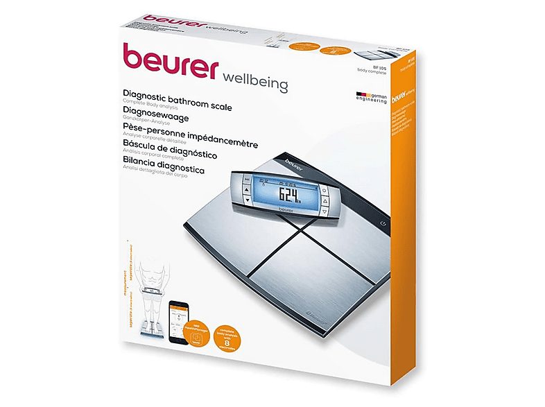 Báscula de baño - BEURER BF105 BT 77, Peso máximo 181 kg, Bluetooth, Inox — foto 5